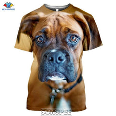 SONSPEE Animal Boxer Dog 3D Print Men's T Shirt Plus Size Fashion Casual O Neck Short Sleeve Men Women Funny Tees Tops Shirts