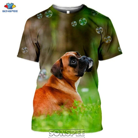 SONSPEE Animal Boxer Dog 3D Print Men's T Shirt Plus Size Fashion Casual O Neck Short Sleeve Men Women Funny Tees Tops Shirts