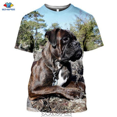 SONSPEE Animal Boxer Dog 3D Print Men's T Shirt Plus Size Fashion Casual O Neck Short Sleeve Men Women Funny Tees Tops Shirts