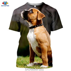 SONSPEE Animal Boxer Dog 3D Print Men's T Shirt Plus Size Fashion Casual O Neck Short Sleeve Men Women Funny Tees Tops Shirts