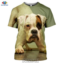 SONSPEE Animal Boxer Dog 3D Print Men's T Shirt Plus Size Fashion Casual O Neck Short Sleeve Men Women Funny Tees Tops Shirts