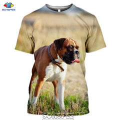 SONSPEE Animal Boxer Dog 3D Print Men's T Shirt Plus Size Fashion Casual O Neck Short Sleeve Men Women Funny Tees Tops Shirts