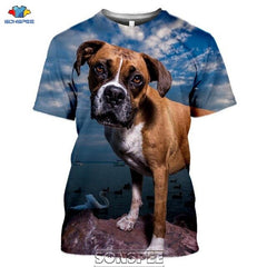 SONSPEE Animal Boxer Dog 3D Print Men's T Shirt Plus Size Fashion Casual O Neck Short Sleeve Men Women Funny Tees Tops Shirts