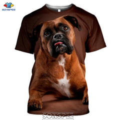 SONSPEE Animal Boxer Dog 3D Print Men's T Shirt Plus Size Fashion Casual O Neck Short Sleeve Men Women Funny Tees Tops Shirts