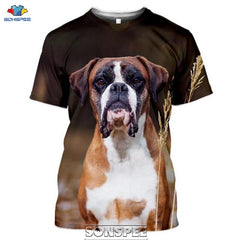 SONSPEE Animal Boxer Dog 3D Print Men's T Shirt Plus Size Fashion Casual O Neck Short Sleeve Men Women Funny Tees Tops Shirts