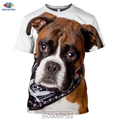 SONSPEE Animal Boxer Dog 3D Print Men's T Shirt Plus Size Fashion Casual O Neck Short Sleeve Men Women Funny Tees Tops Shirts