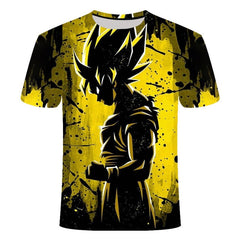 2020 new men's white T-shirt summer fashion Dragon Ball series Wukong 3D printing animation all-match personality T-shirt