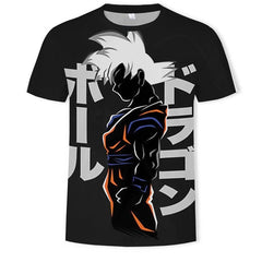 2020 new men's white T-shirt summer fashion Dragon Ball series Wukong 3D printing animation all-match personality T-shirt