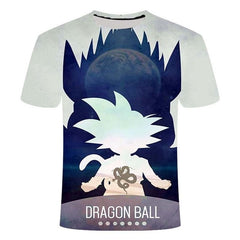 2020 new men's white T-shirt summer fashion Dragon Ball series Wukong 3D printing animation all-match personality T-shirt