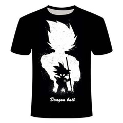 2020 new men's white T-shirt summer fashion Dragon Ball series Wukong 3D printing animation all-match personality T-shirt