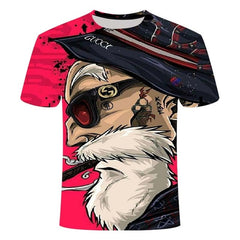 2020 new men's white T-shirt summer fashion Dragon Ball series Wukong 3D printing animation all-match personality T-shirt