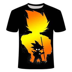 2020 new men's white T-shirt summer fashion Dragon Ball series Wukong 3D printing animation all-match personality T-shirt