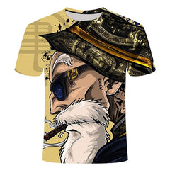 2020 new men's white T-shirt summer fashion Dragon Ball series Wukong 3D printing animation all-match personality T-shirt