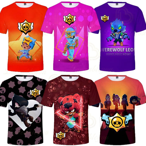 LEON NITA Brawling Game Kids T-shirt Spike Stars Game 3D Print Tshirt Tops Boys Girls Cartoon Star Tshirts Tops Teen Clothing