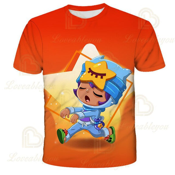 LEON NITA Brawling Game Kids T-shirt Spike Stars Game 3D Print Tshirt Tops Boys Girls Cartoon Star Tshirts Tops Teen Clothing