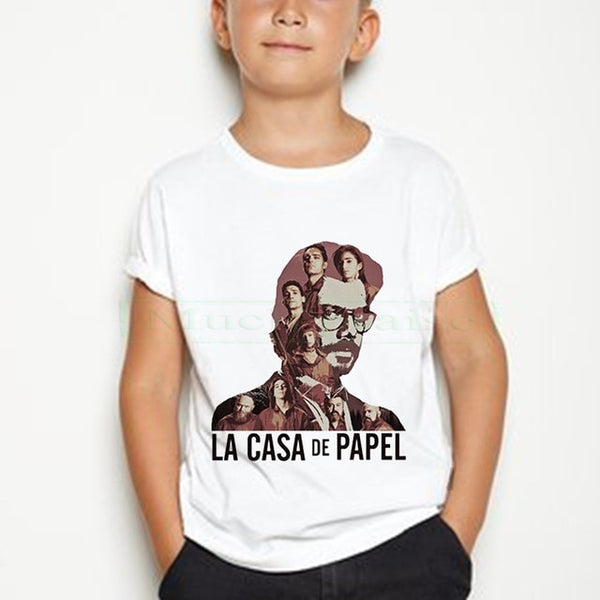 La Casa De Papel Kid t shirt Harajuku Pure cotton print Short Sleeve funny Money Heist House of Paper camiseta Tops Tees