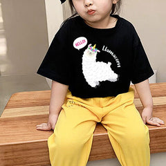 Plant Cactus Alpaca Cute Cartoon Tshirt Boy 2T-10T Unisex T Shirt for Girls Kids Shirt Short Sleeve Baby Clothes Girl New Summer