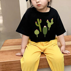 Plant Cactus Alpaca Cute Cartoon Tshirt Boy 2T-10T Unisex T Shirt for Girls Kids Shirt Short Sleeve Baby Clothes Girl New Summer