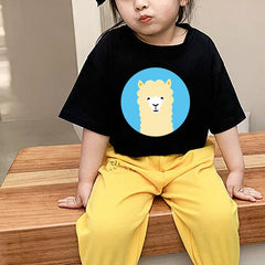 Plant Cactus Alpaca Cute Cartoon Tshirt Boy 2T-10T Unisex T Shirt for Girls Kids Shirt Short Sleeve Baby Clothes Girl New Summer