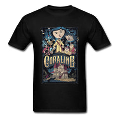 T-shirt Coraline & the Secret Door Men T Shirts Coraline Secret Door Mens Tshirt Horror Fantasy Animation Movie Tops Tees Custom