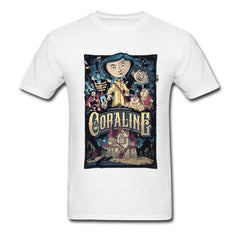 T-shirt Coraline & the Secret Door Men T Shirts Coraline Secret Door Mens Tshirt Horror Fantasy Animation Movie Tops Tees Custom