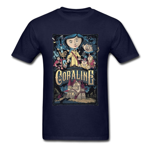 T-shirt Coraline & the Secret Door Men T Shirts Coraline Secret Door Mens Tshirt Horror Fantasy Animation Movie Tops Tees Custom