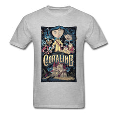 T-shirt Coraline & the Secret Door Men T Shirts Coraline Secret Door Mens Tshirt Horror Fantasy Animation Movie Tops Tees Custom