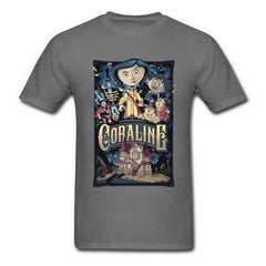 T-shirt Coraline & the Secret Door Men T Shirts Coraline Secret Door Mens Tshirt Horror Fantasy Animation Movie Tops Tees Custom