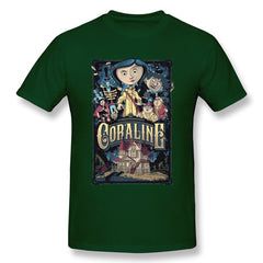 T-shirt Coraline & the Secret Door Men T Shirts Coraline Secret Door Mens Tshirt Horror Fantasy Animation Movie Tops Tees Custom