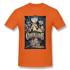 T-shirt Coraline & the Secret Door Men T Shirts Coraline Secret Door Mens Tshirt Horror Fantasy Animation Movie Tops Tees Custom