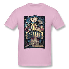 T-shirt Coraline & the Secret Door Men T Shirts Coraline Secret Door Mens Tshirt Horror Fantasy Animation Movie Tops Tees Custom